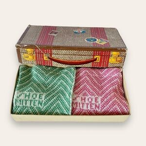 Vintage 1938 Treinis Brothers Knit Travel Shoe Mittens in Original Box 2 Pair